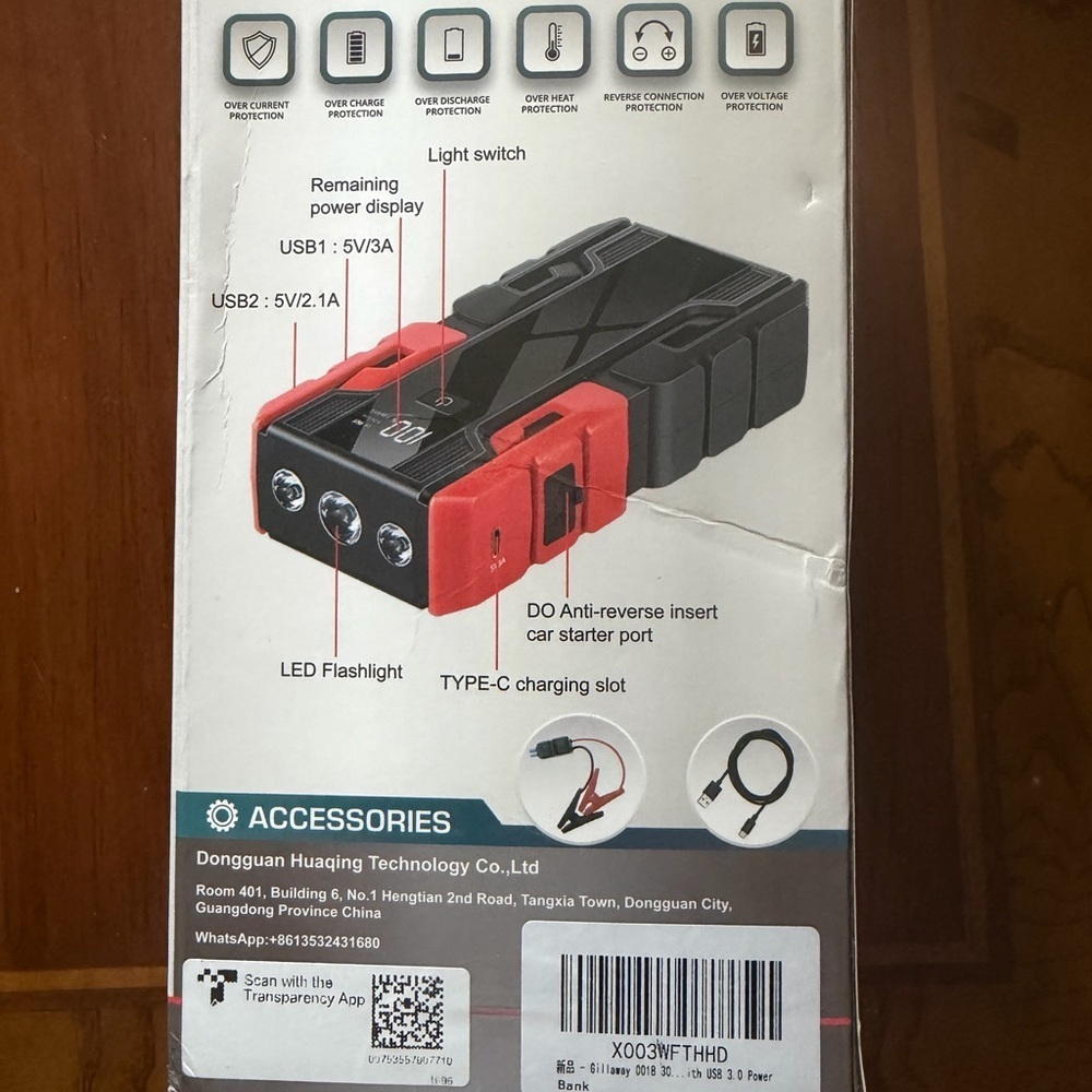 New GILLAWAY 016 Jump Starter 3000A Peak Battery Pack (D5) - Picture 3 of 4